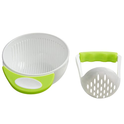 Safe-O-Kid- Grinding Feeding Bowl, Portable Masher/Serving Bowl- Green