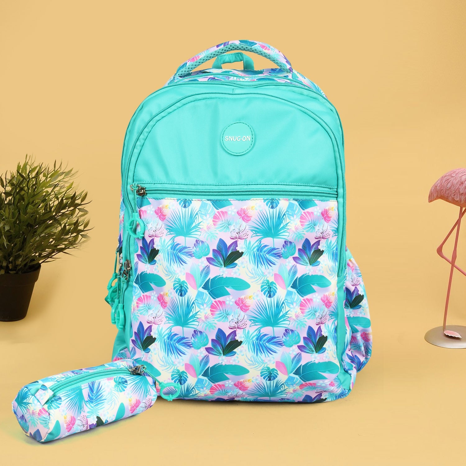 Novex Snug-On Finley Printed Unisex Kids School Bag with Stationary Pouch for 6th to 10th Class - 19 Inch | Backpack for 12-16 Years Kids