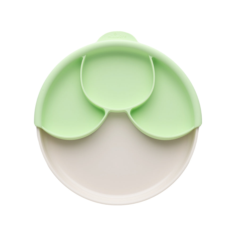 Miniware Healthy Meal Suction Plate with Dividers Set-Vanilla/Key Lime