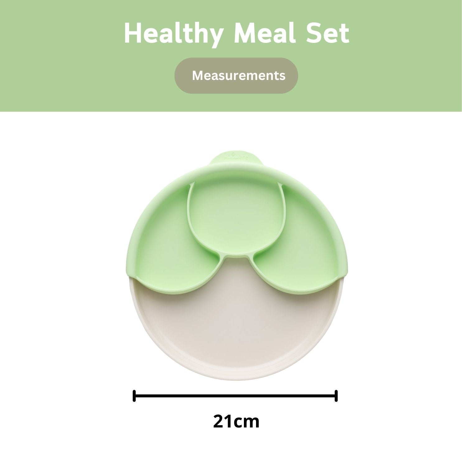 Miniware Healthy Meal Suction Plate with Dividers Set-Vanilla/Key Lime