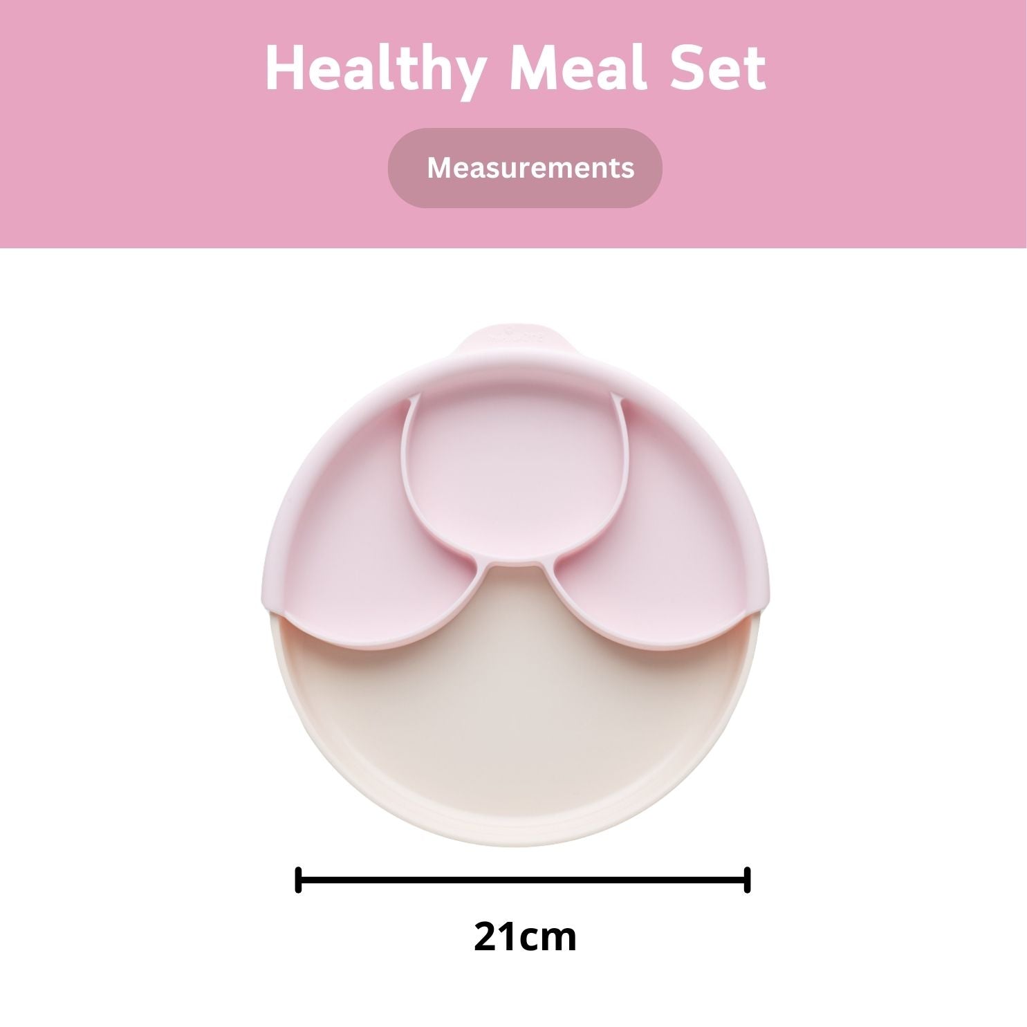 Miniware Healthy Meal Suction Plate with Dividers Set-Vanilla/Cotton Candy