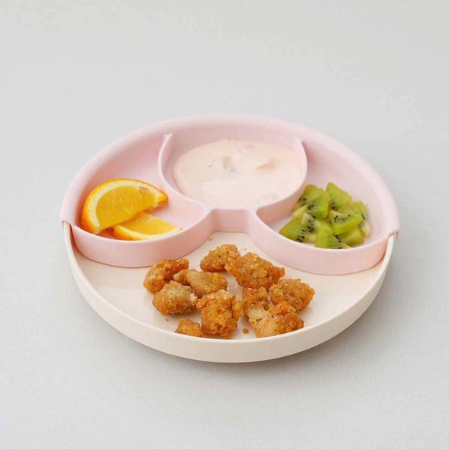 Miniware Healthy Meal Suction Plate with Dividers Set-Vanilla/Cotton Candy