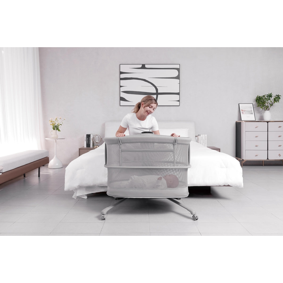 Mastela Bassinet Dream Starlight Bedside Bassinet Dark Grey Birth+ to 12M