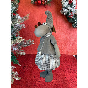 35 inches Grey Dress Mrs.Reindeer Christmas Table Décor - Little Surprise Box35 inches Grey Dress Mrs.Reindeer Christmas Table Décor