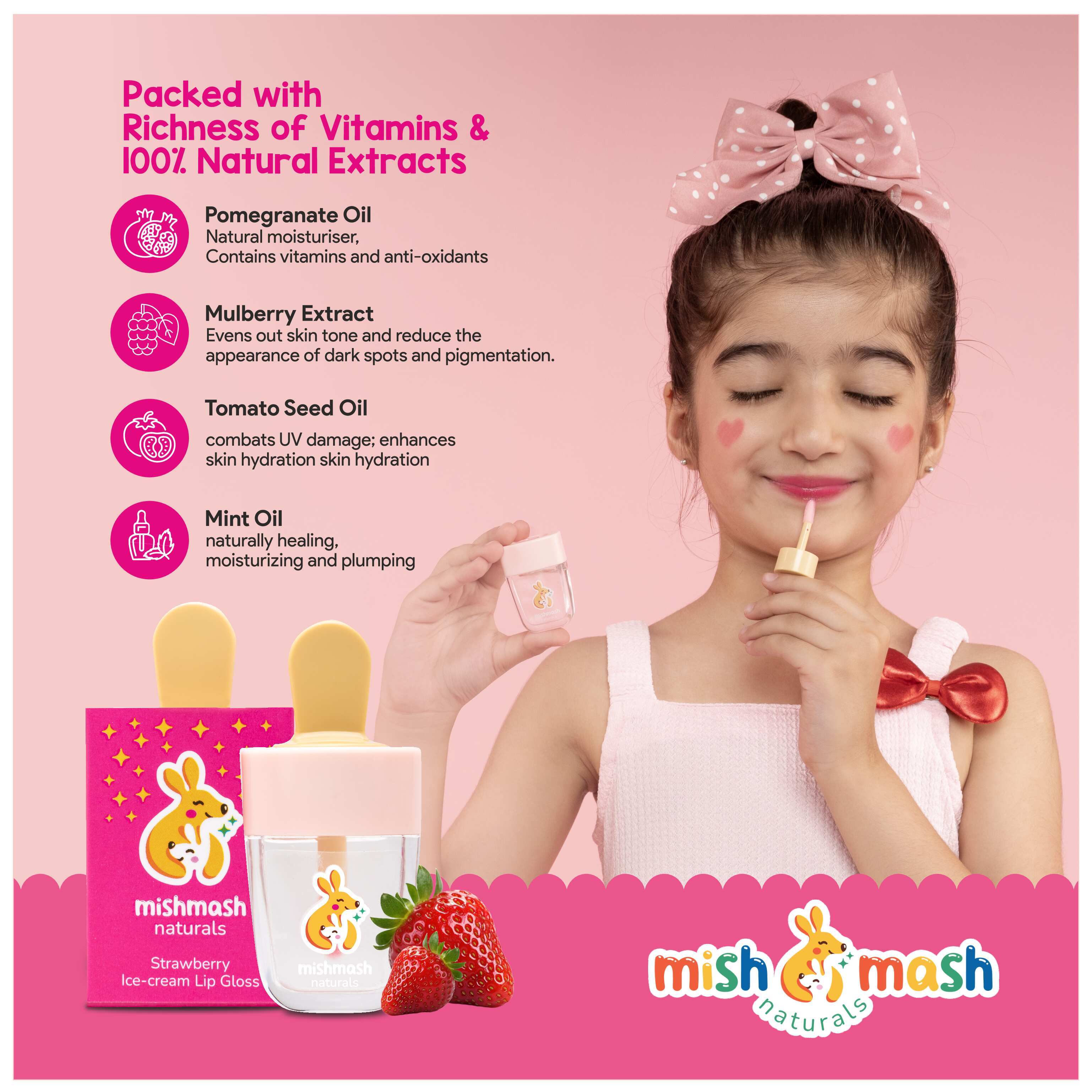 Mishmash Naturals Magic Sparkle Strawberry Lip Gloss