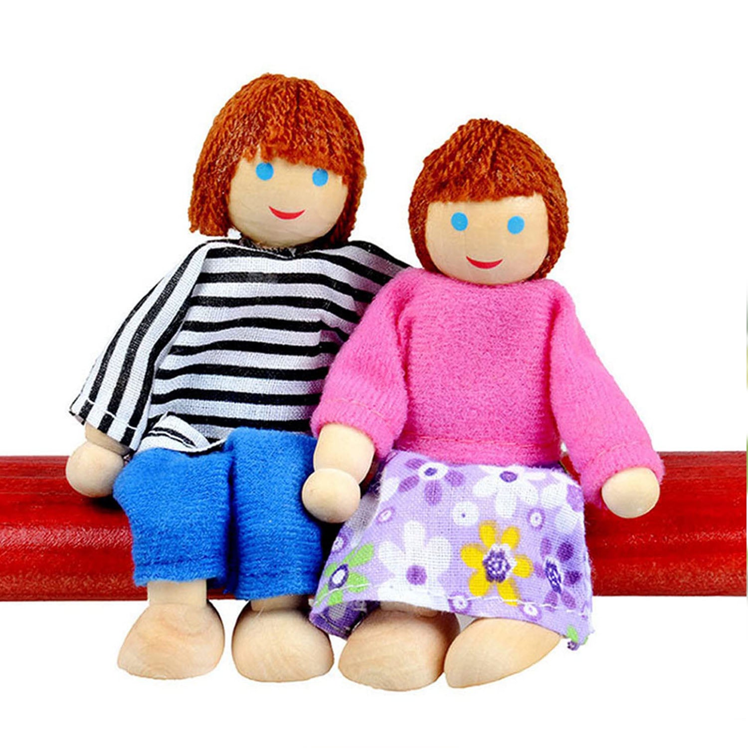 Playbox Wooden Figure Pop's Family Dolls Pretend Play Toy Set For Children Kids