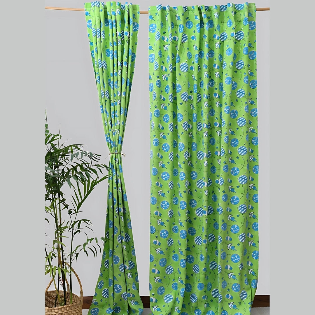 Gudgoodie 100% Cotton Canvas Curtains - Galactic Adventure