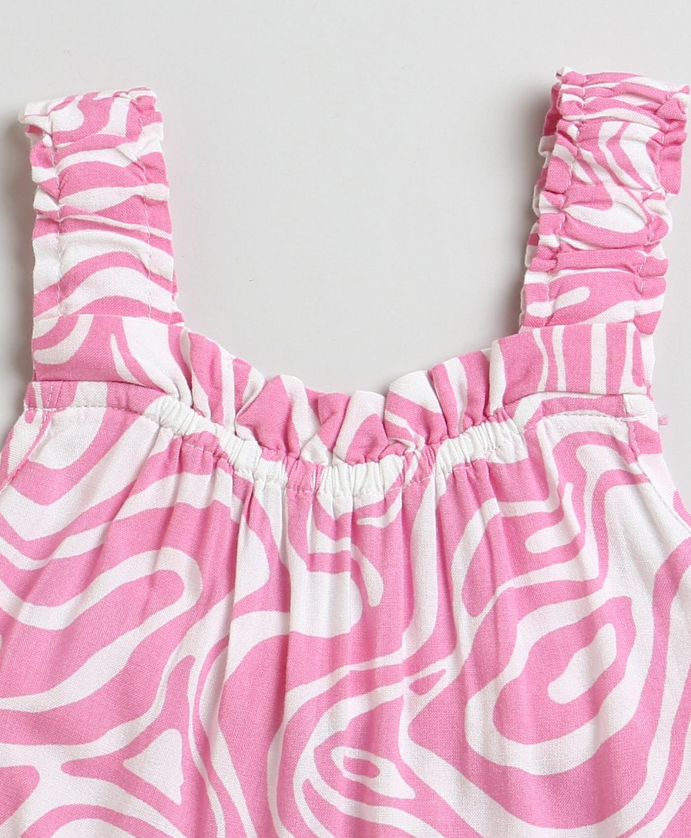 Sweetlime By AS Pink & White Wavy Striped Dress