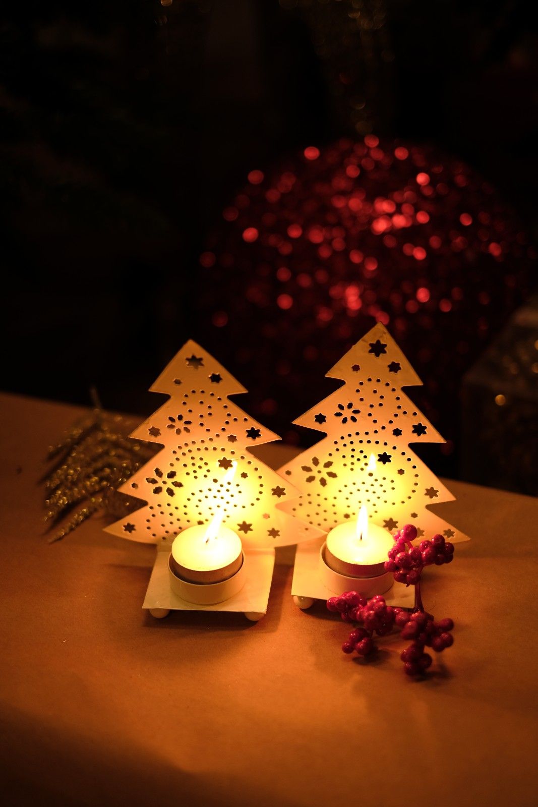 Swen OMBRE, tree shaped metal shadow tea light holder by SWEN