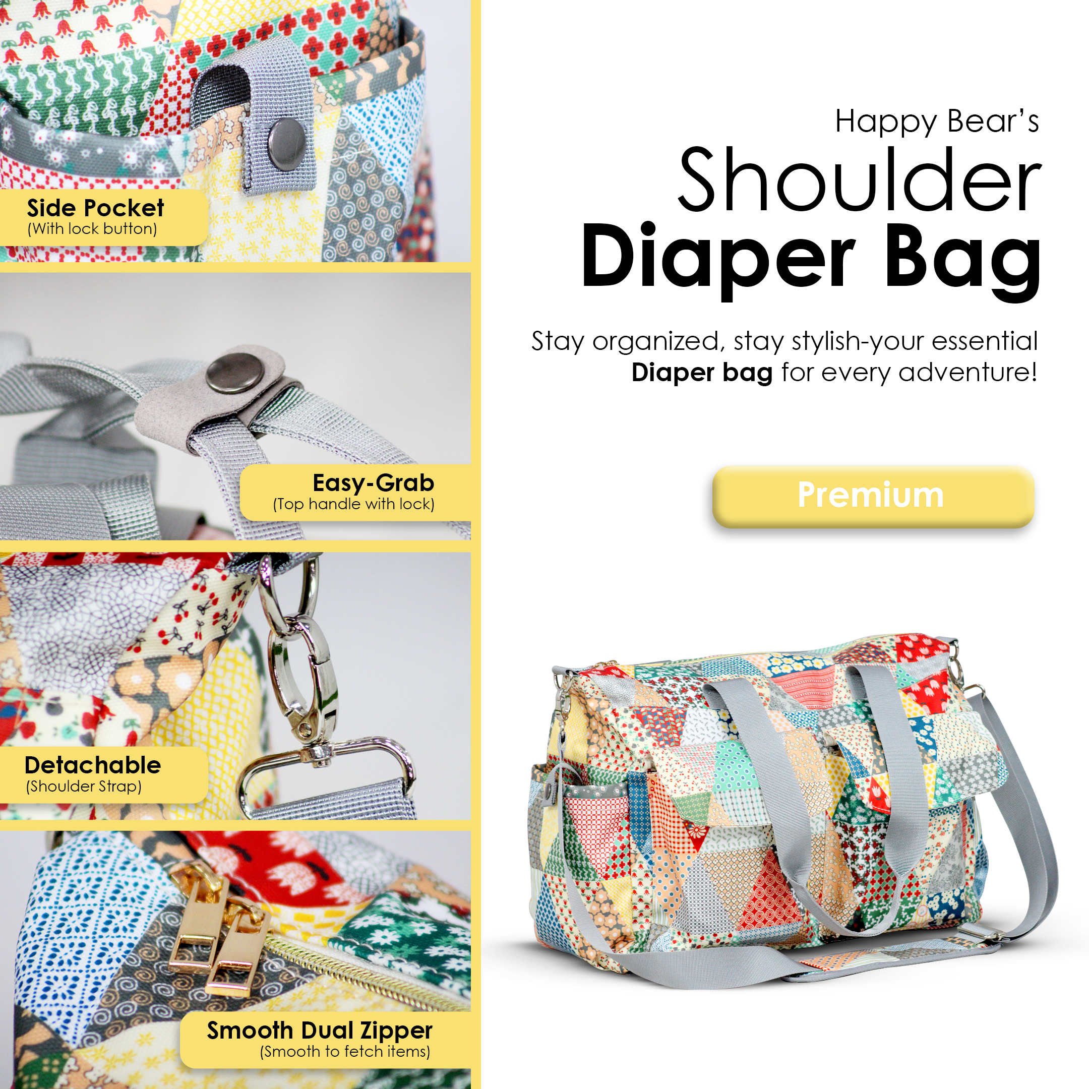 HAPPY BEAR Baby Premium Diaper Bag, Shoulder Type Bag