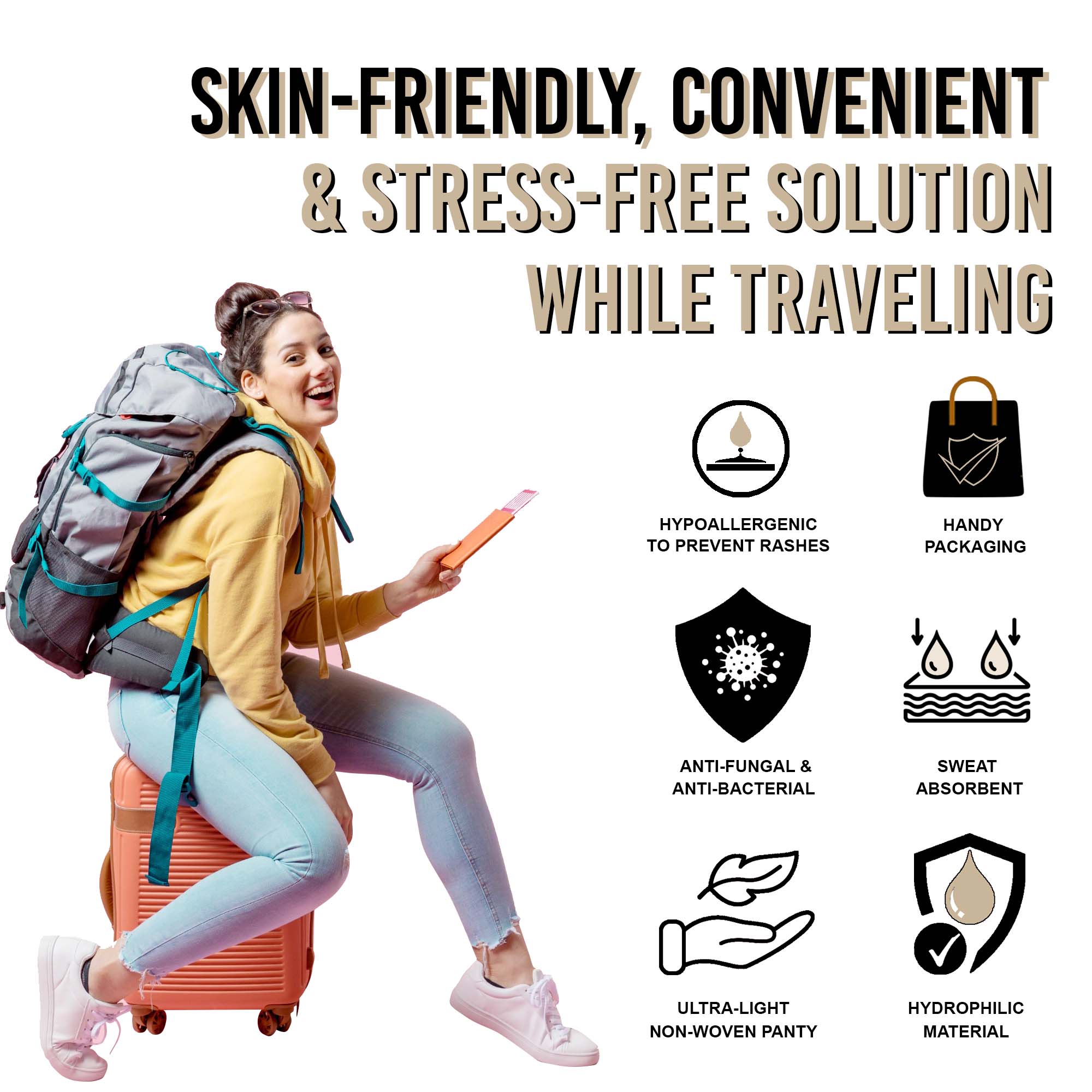 Trawee Travel Disposable Panty for Comfort & Versatility, 6 Sizes Pack of 5