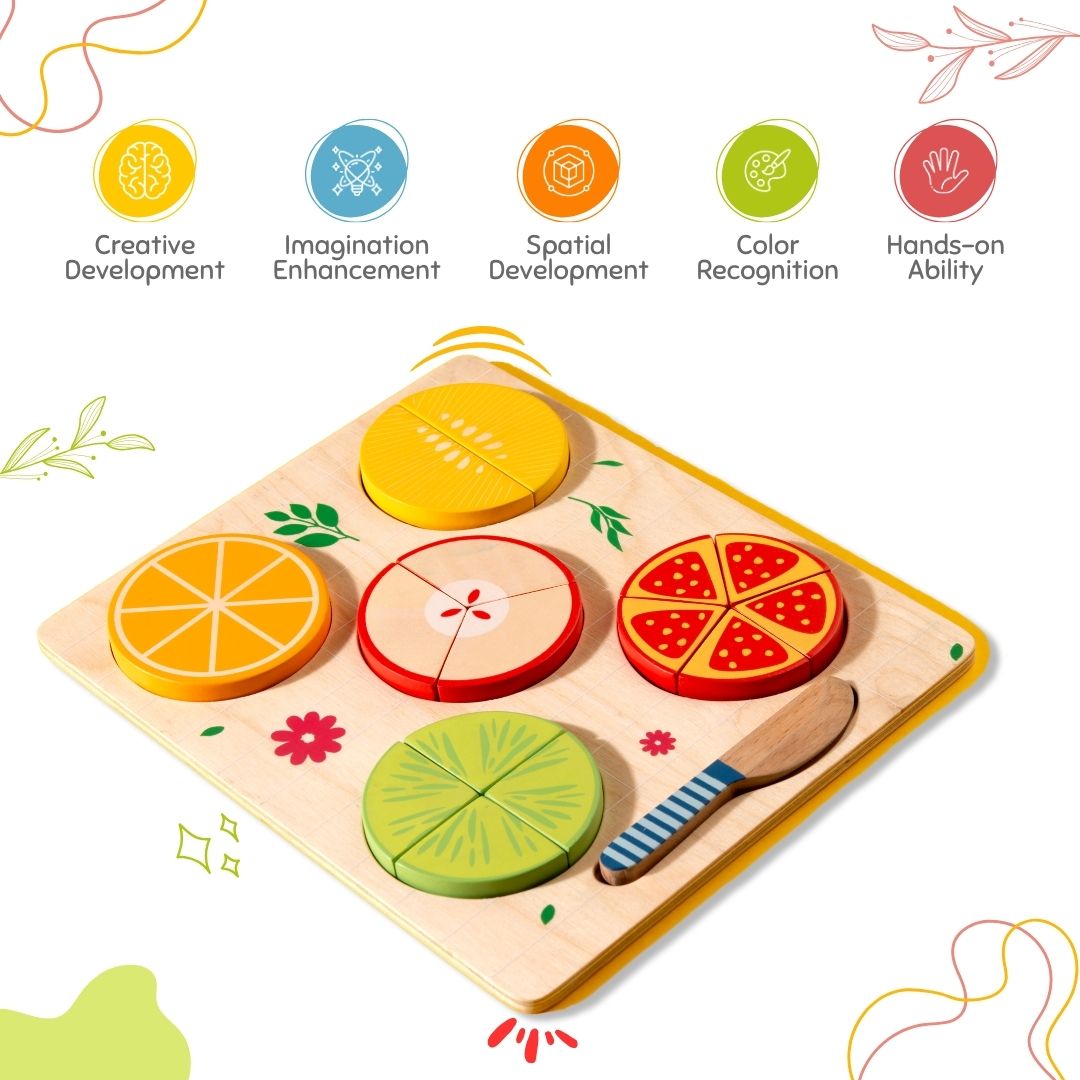 Cots & Cuddles Wooden Fruit Fraction Educational Toy for Kids