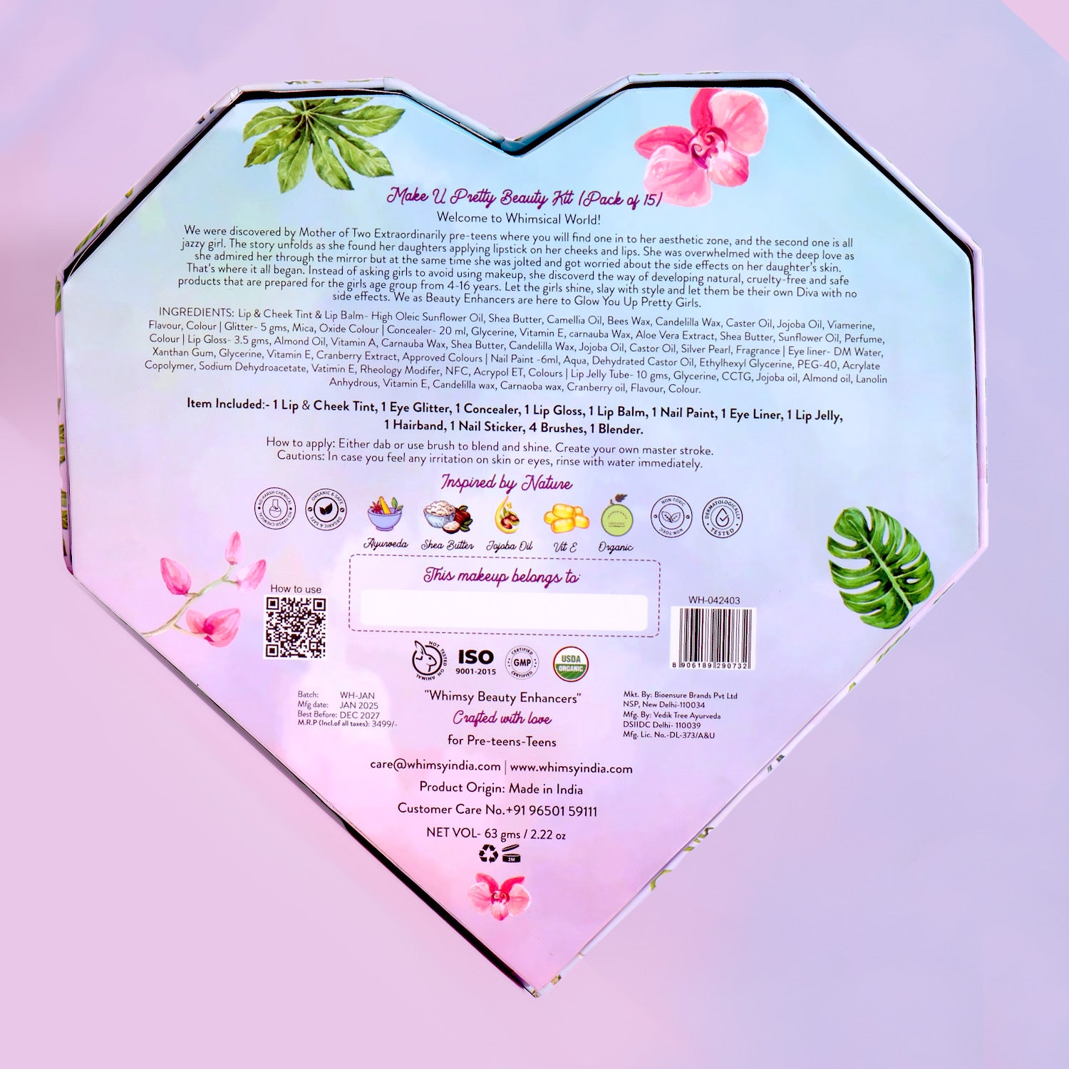 Whimsy Beauty Make U Pretty Kit for Kids & Teens- (Pack of 15)
