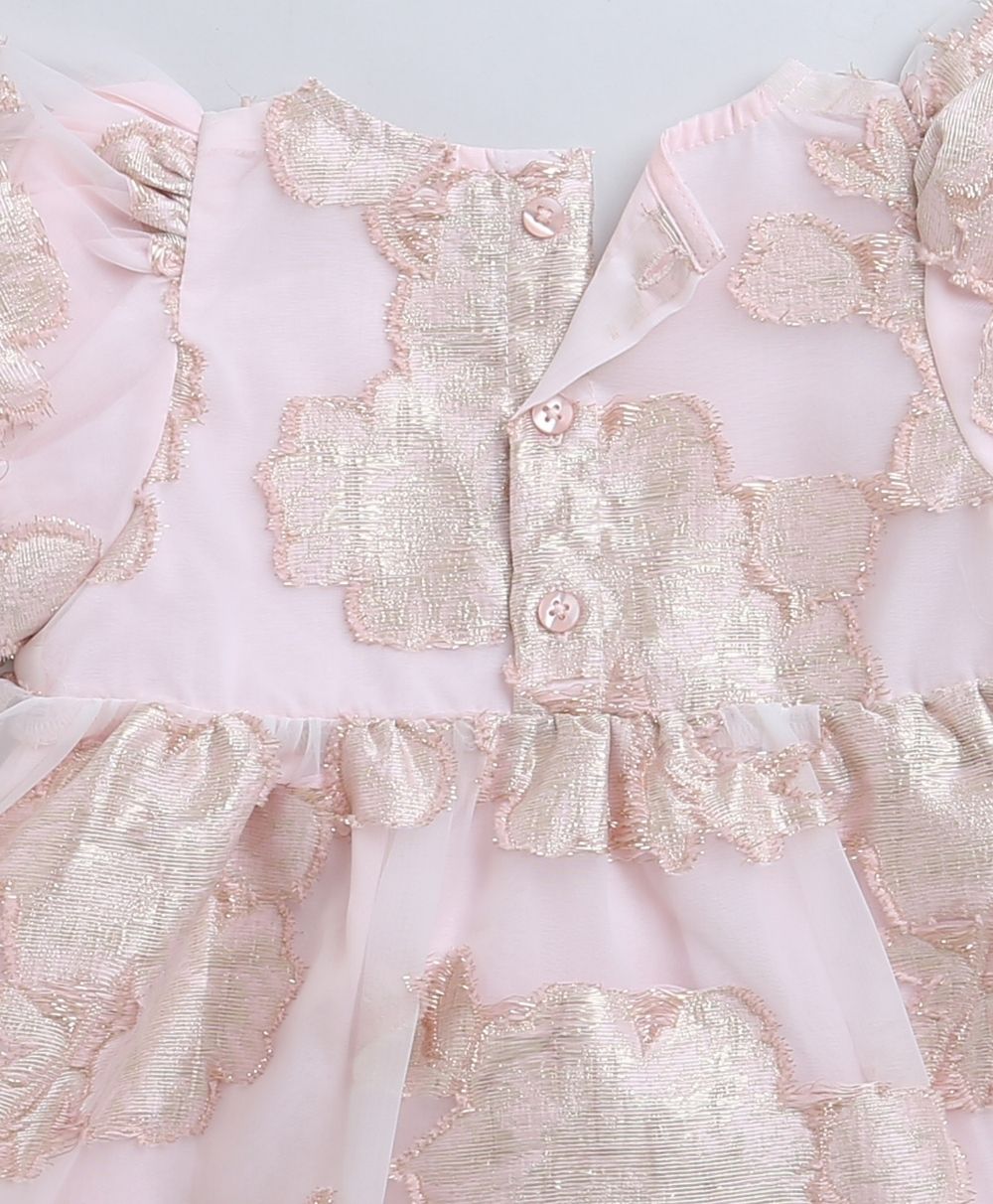 Sweetlime By AS Baby Pink & Gold Floral Jaquard Dress.