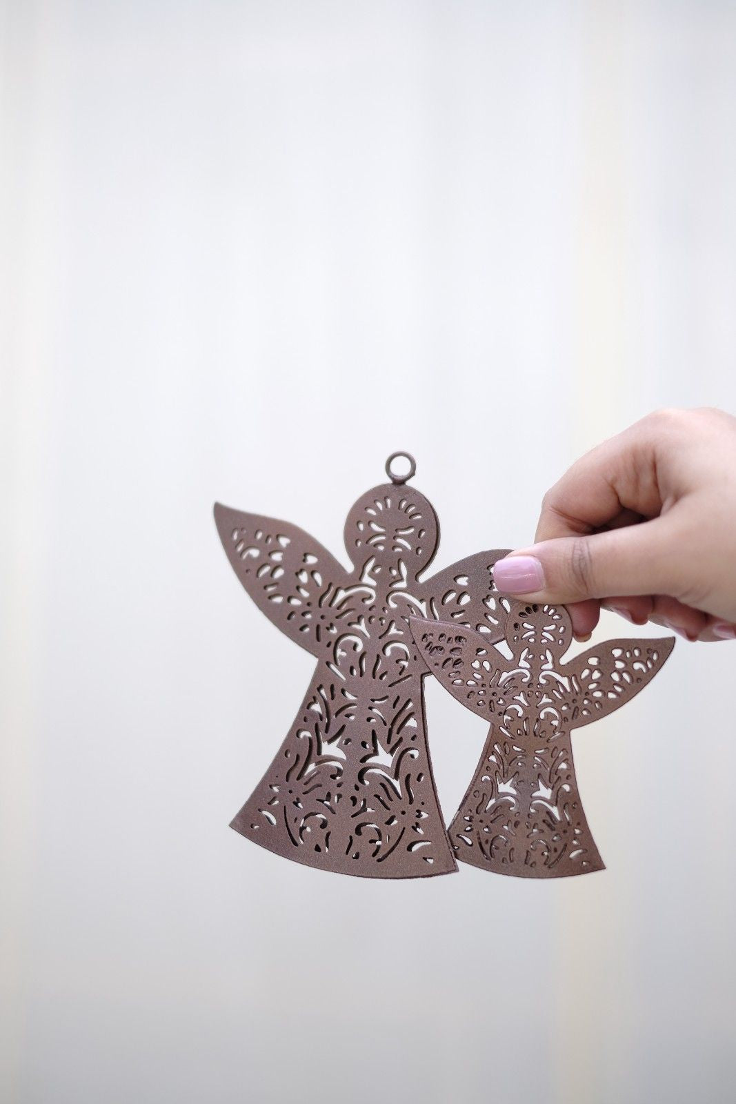 SWEN ELENA, pack of 2 Filigree Peace Angel Christmas Tree Ornaments