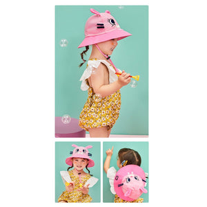 3d Black whisker Bunny Wide Coverage Sun Hat for Kids& Toddlers with Adjustable Strap - 2 - 5 years Swim