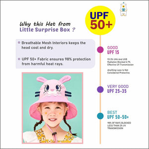 3d Black whisker Bunny Wide Coverage Sun Hat for Kids& Toddlers with Adjustable Strap - 2 - 5 years Swim