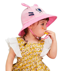3d Black whisker Bunny Wide Coverage Sun Hat for Kids& Toddlers with Adjustable Strap - 2 - 5 years Swim