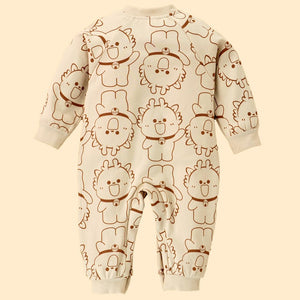 3D Brown Eared Reindeer theme full sleeves jumpsuit Romper for tiny toddlers - 3 - 6 Months Kids Clothing