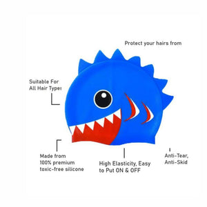 3d Cobalt Blue Red Wrinkle, Silicone Kids Swim Cap, 5 years - 15 years - 5 - 15 years Swim