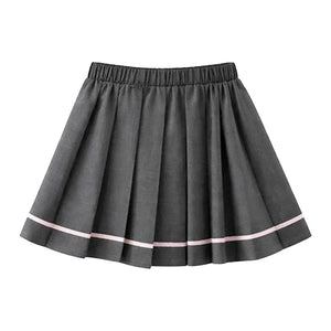 3D Flowers - Bows Grey Cardigan and Pleated Skirt Winterwear 2Pcs set for Girls - 2 - 3 Years Kids Clothing