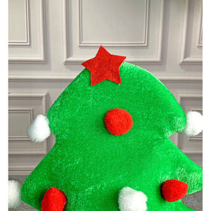 3d Green Pompom Christmas Tree shaped Velvet Plush Christmas Party Hat - 