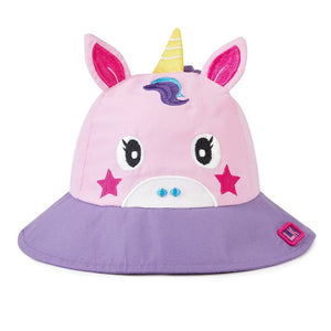 3D Horn Unicorn Wide Coverage Sun Hat for Kids& Toddlers with Adjustable Strap - 2 - 5 years Swim
