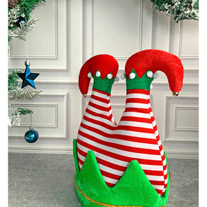 3d Inverted Elf Legs Plush Christmas Party Hat - 