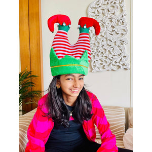 3d Inverted Elf Legs Plush Christmas Party Hat - 