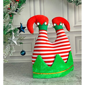 3d Inverted Elf Legs Plush Christmas Party Hat - 