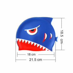 3d Navy Blue Red Eye Wrinkle, Silicone Kids Swim Cap, 5 years - 15 years - 5 - 15 years Swim