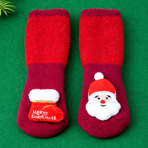 3D Red Santa & Stockings Christmas Themed Ankle Length Socks For Kids - 2 - 4 Years Christmas