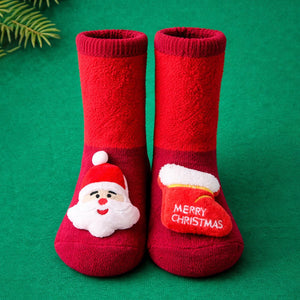 3D Red Santa & Stockings Christmas Themed Ankle Length Socks For Kids - 2 - 4 Years Christmas
