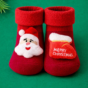 3D Red Santa & Stockings Christmas Themed Ankle Length Socks For Kids - 2 - 4 Years Christmas