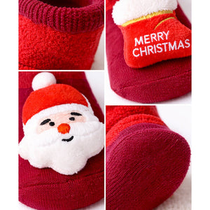 3D Red Santa & Stockings Christmas Themed Ankle Length Socks For Kids - 2 - 4 Years Christmas