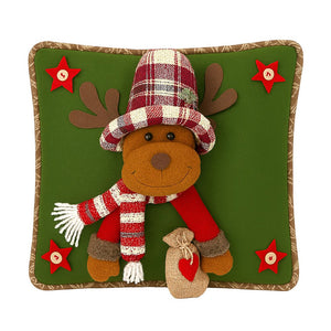 3D Reindeer with a Big Hat Christmas themed festive Pillow Cover, 42cms x 42cms - Christmas