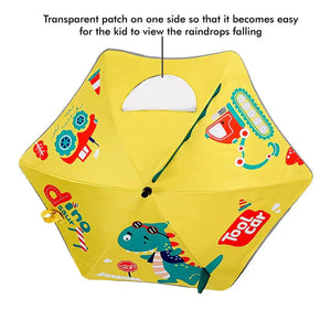 3d Tail Cool Dino Transparent Patch Kids Umbrella, 2-6 years, Yellow - Little Surprise Box3d Tail Cool Dino Transparent Patch Kids Umbrella, 2-6 years, Yellow