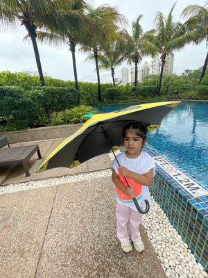 3d Tail Cool Dino Transparent Patch Kids Umbrella, 2-6 years, Yellow - Little Surprise Box3d Tail Cool Dino Transparent Patch Kids Umbrella, 2-6 years, Yellow