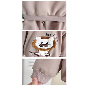 3D Tassled Lion Face 2pcs ,Tracksuit Set for Kids - 2 - 3 Years Kids Clothing