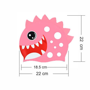 3d White Polka Pink , Silicone Kids Swim Cap, 5 years - 15 years - 5 - 15 years Swim