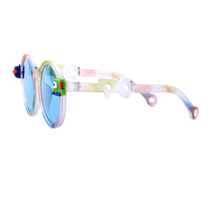 3Fold White Translucent 3d element Frame Anti Ultraviolet Unisex Sunglasses for Toddlers with Pouch Hardcase Storage - 2 - 5 years Swim
