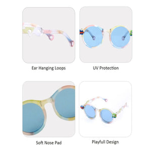3Fold White Translucent 3d element Frame Anti Ultraviolet Unisex Sunglasses for Toddlers with Pouch Hardcase Storage - 2 - 5 years Swim