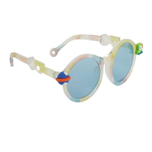 3Fold White Translucent 3d element Frame Anti Ultraviolet Unisex Sunglasses for Toddlers with Pouch Hardcase Storage - 2 - 5 years Swim
