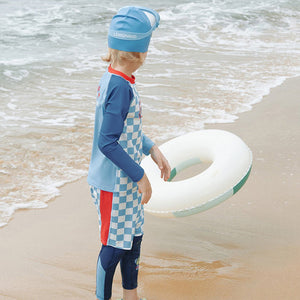 3pcs Blue Checkered Swimsuit for Boys with UPF 50+ with Free Washbag - 4 - 5 Years Swim