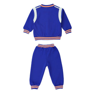 3pcs Blue & Orange Varsity Jacket with matching Tracks for toddler and Kids - 3 - 4 Years Kids Clothing