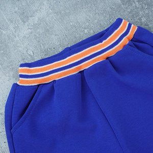 3pcs Blue & Orange Varsity Jacket with matching Tracks for toddler and Kids - 3 - 4 Years Kids Clothing