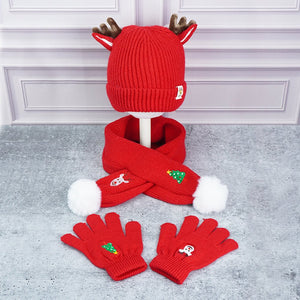 3pcs christmas Themed Winter Cap, Mufflers and Gloves, 4 - 8 Years - 4 - 8 Years Winter Wear