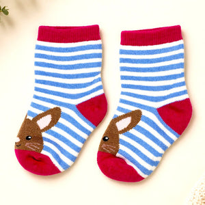 3pcs Ears Animal print Red Border & Pink Socks set for kids, 2 - 4yrs - 2 - 4 Years