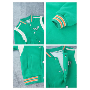 3pcs Green & Orange Varsity Jacket with matching Tracks for toddler and Kids - 3 - 4 Years