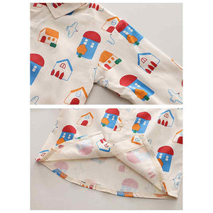 3pcs Green Village Theme Cardigan, Shirt and matching Pants set for Toddlers and Kids, winter and all season wear - 2 - 3 Years Kids Clothing